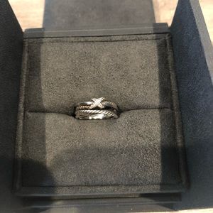 David Yurman Crossover X Ring with Diamonds Size 5